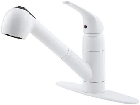 Pfister Pfirst Series Kitchen Faucet with Pull Out Sprayer, White
