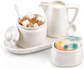 ZENFUN Set of 4 Porcelain Creamer and Sugar Set with Saucer, Sugar