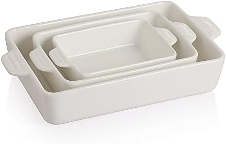 Sweejar Ceramic Bakeware Set, 11.8 x 7.8 x 2.76 Inches, White