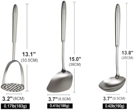 304 stainless steel potatoes masher, soup spoons wok spatula 3 PCS