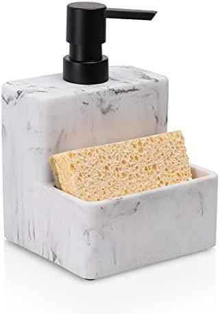 zccz Soap Dispenser and Sponge Holder, Marble Look