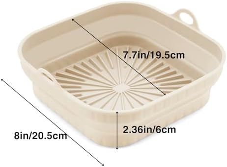 3 Pack Silicone Air Fryer Liners Reusable– Emptycolor 8 Inch Square