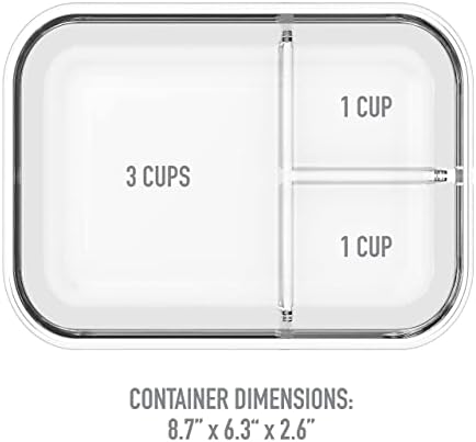 Bentgo Glass Lunch Box, 3-Compartment, 5-Cup Capacity