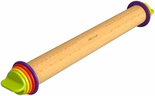 Rolling Pin with Thickness Rings,13.6''Dough Roller Fits Even Baking