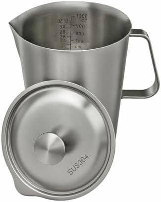 Stainless Steel Measuring Pitcher with Lid, 32 oz / 1L Large Metal Jug
