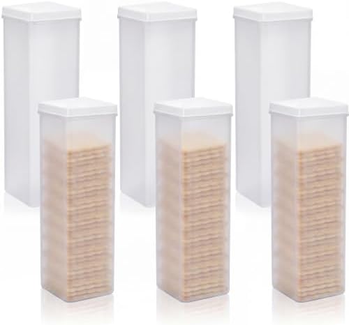 Suclain 6 Pcs Saltine Cracker Sleeve Storage Container Square Cracker