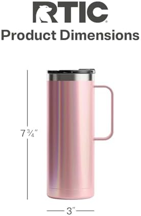 RTIC 20oz Travel Mug, Stainless Steel Insulated Coffee Cup with Lid
