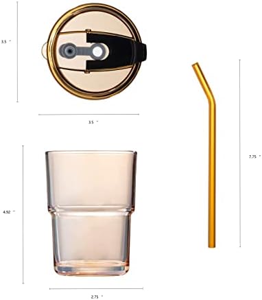 BLUEPOLAR 13oz/400ml Glass Tumbler Water Cup with Straw and Lid