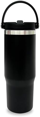 30 oz Tumbler with Handle, Water Bottle with Flip Straw, Black 1 pack
