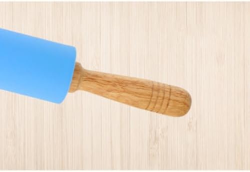 Silicone Dough Rolling Pin Non-stick Roller with Wood Handle, for