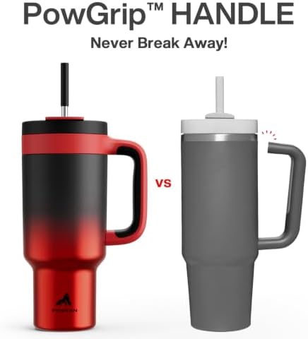 POWCAN 40 oz Tumbler with Handle, 2-in-1 Straw and Sip Lid, Leakproof