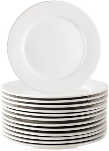 Porcelain Dessert Plates, 12 Pack, White, 6 Inch