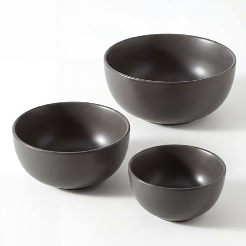 Tikoore Ceramic Mixing Bowls Set,Soup Bowls Set of 3, Stoneware