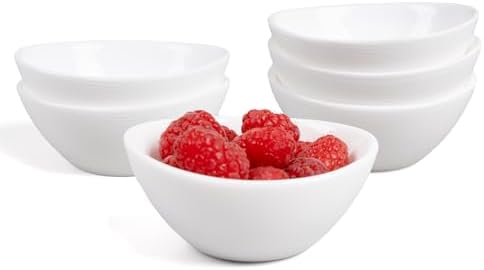 LaGlint 3 OZ White Dipping Bowl Set of 6, 3.5 Inch Opal Glass