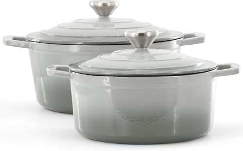 7 Piece Enameled Cast Iron Cookware Set, Heavy Duty Pots and Pans with