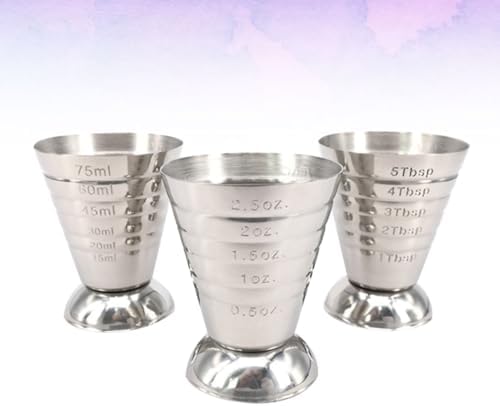 3Pcs Stainless Steel 75ml Measuring Cup Jigger Set for Cocktail