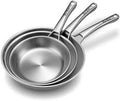VocVoi Tri-Ply Stainless Steel Frying Pans Set, 8in/10in/12in Set