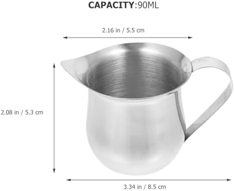 4pcs Stainless Steel Small Milk Pitcher 90ml Silver Cream Holder
