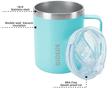 BJPKPK 2PCS Insulated Coffee Mug with Lid, 14oz Stainless Steel
