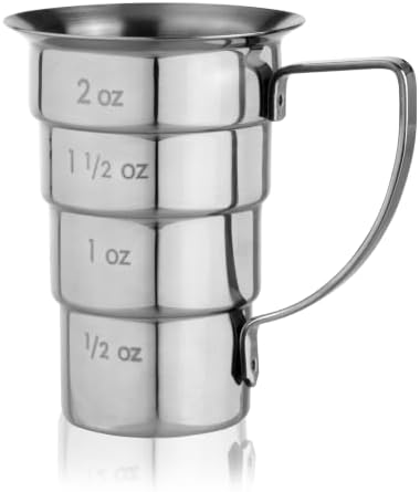 Viski Stepped Jigger With Handle, 4 Measurement Markings, Measuring