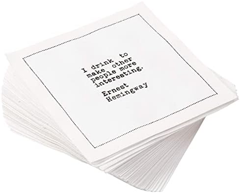 Five Star Funny Drinking Quotes | White Cotton Cocktail Napkins | 50