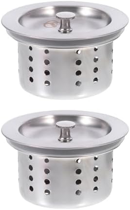 Hemoton 2 Set Kitchen Sink Drain Basket with Lid Stainless Steel Deep