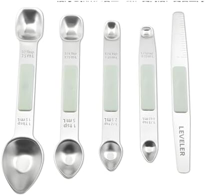 Stainless Steel Magnetic Measuring Spoon Set of 5 with,Metal Teaspoon