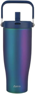 Zukro 40 oz Insulated Tumbler with Top Handle and Flip Straw, Leak