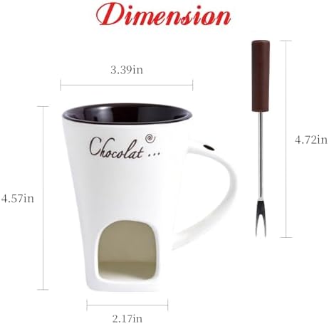 AMZWISH Mini Sweet Fondue Cup, Ceramic Coffee Warmer Mug, Portable