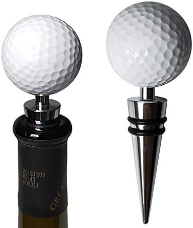 Golf Ball Wine Stoppers - Opener & Bottle Stopper Set of 2, Decorative