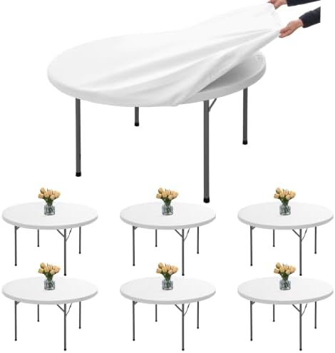 Fitted Table Cloth Round Cover, Non-Slip Elastic Edge, 6-Pack
