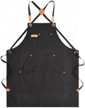 Canvas Chef Apron for Men and Women, Cotton, Cross-Back, 5 Pockets