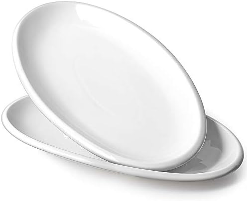 DOWAN 14" Serving Platters for Entertaining, Oval White Serving
