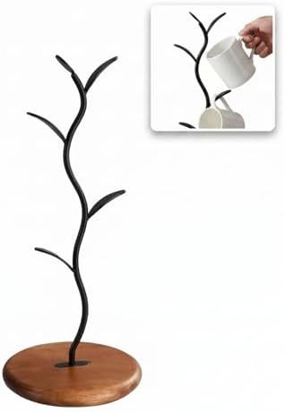 15.8 Inch Coffee Mug Tree for Counter - Leaf Shaped Mug Rack, Space