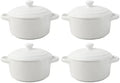Pumpkin Bowl Set with Lid and Handle, Set of 4 Ceramic Ramekins for