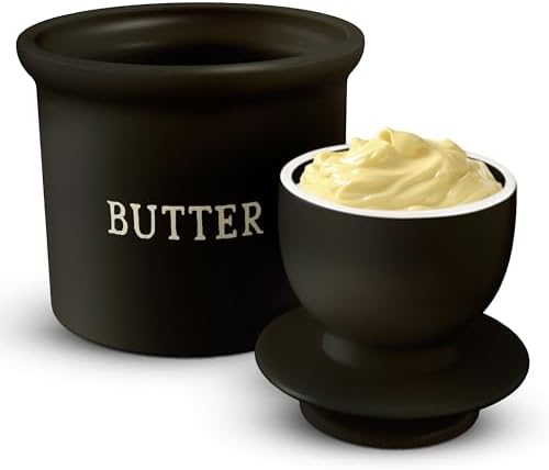 Kook French Butter Crock, Ceramic, with Lid, Farmhouse Collection