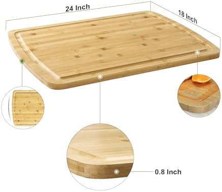 LinTimes Dishwasher Carbonized Large Bamboo Cutting Board - 24"L x