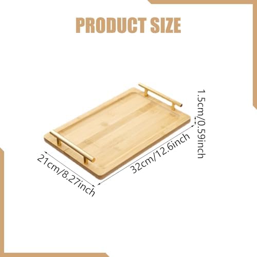 Serving Tray Coffee Table Tray with Metal Handles Rectangular Serving