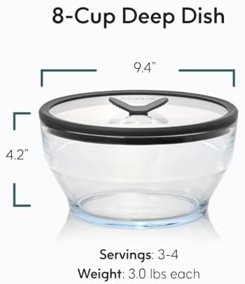 Anyday 8 Cup Glass Microwave Pasta Cooker, Clear Black Sesame