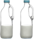2 Pc 47oz Clear Glass Pitchers with Handles and Lids - Airtight