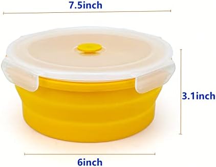 1200ml Large Collapsible Bowl With Lid, Camping Bowl with Foldable