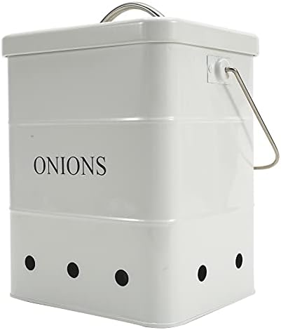 Onion Storage, Metal Onion Storage Container with Lid and Handles