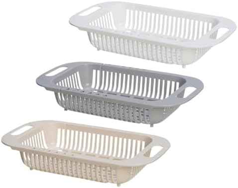 3pcs Expandable over Sink Colander Vegetable Washing Basket Set