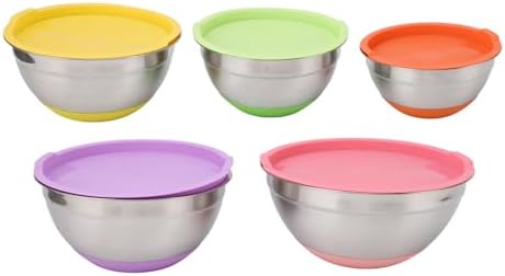 Mixing Bowls with Lids, Colorful Stainless Steel Nesting Bowls Set for