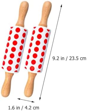 2pcs Silicone Rolling Pin Nonstick with Wooden Handle, Baking Roller