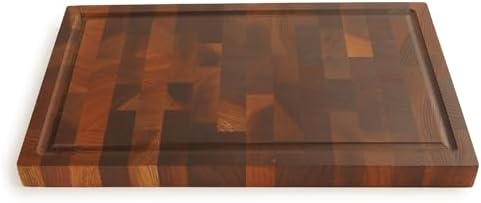 BOUMBI Zelkova End-Grain Cutting Board, 16.9" x 10.4" x 1.2"