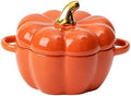 Pumpkin Bowl Set with Lid and Handle, 14 Oz Ceramic Ramekins for