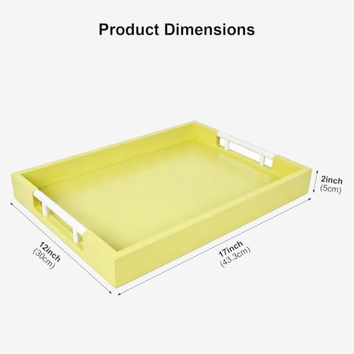 17"x12" Rectangle Wood Decorative Tray - Serving Ottoman Tray for