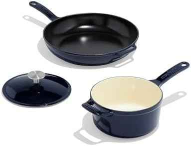 Made In Cookware - 5 Pc Enameled Cast Iron Set - Blue - Includes Dutch
