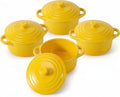4 Pack Mini Cocotte Set, 16 oz Individual Baking Ramekins, Yellow